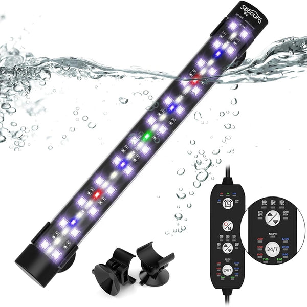 Seaoura Full Spectrum Aquarium Light with Timer - Submersible 24/7